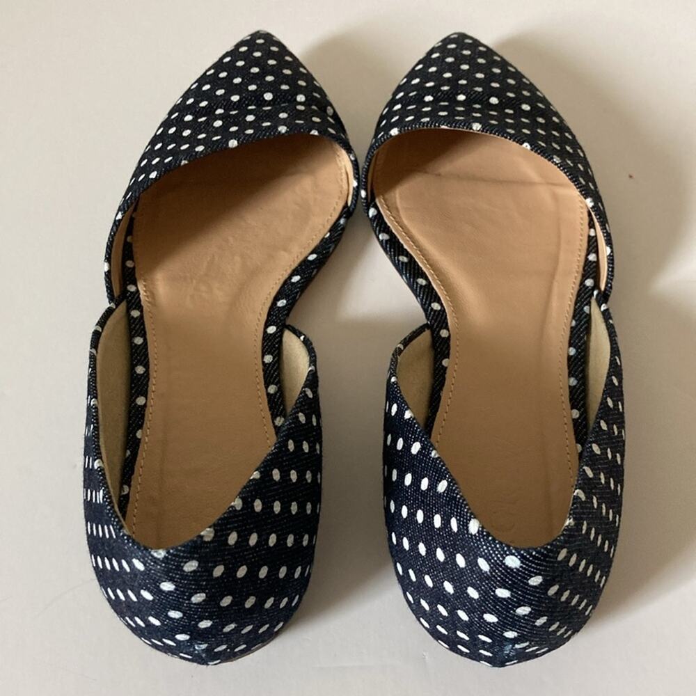 J. Crew D'orday Flats Blue with White Polka Dots Size 6 - Picture 11 of 12